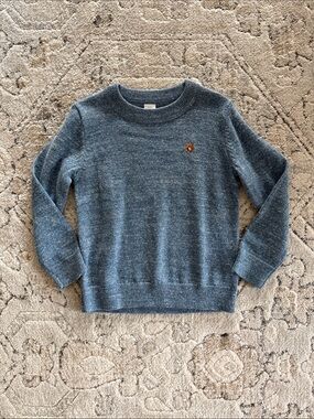 Gap Boys 4T Heather Blue Knit Sweater with Small Embroidered Bear